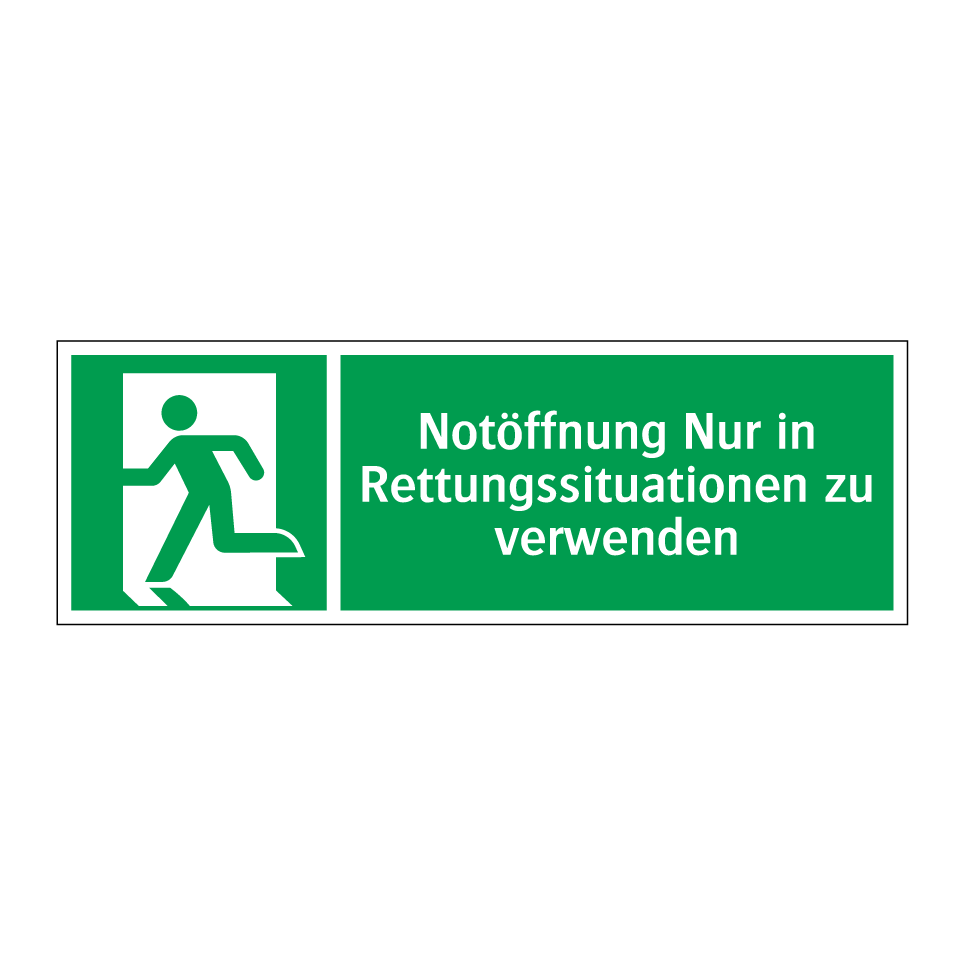 Notöffnung Nur in Rettungssituationen zu verwenden