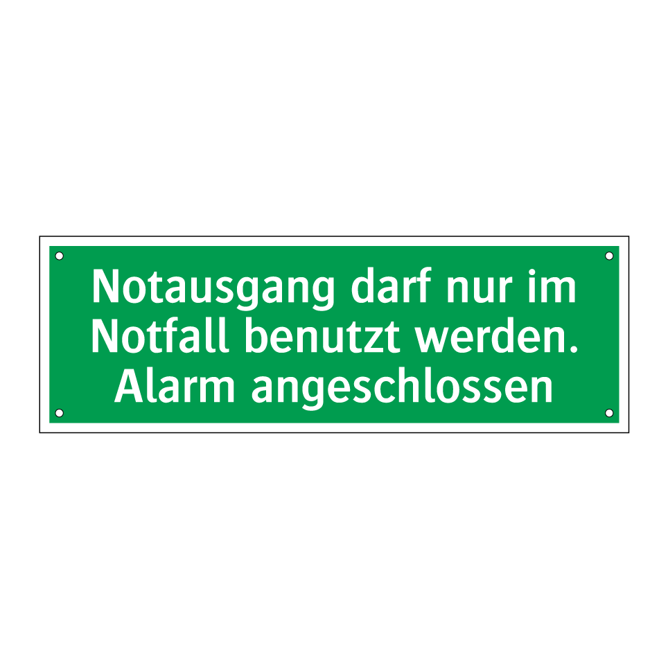 Notausgang darf nur im Notfall benutzt werden. Alarm angeschlossen