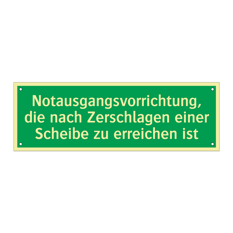 Notausgangsvorrichtung, die nach Zerschlagen einer Scheibe zu erreichen ist