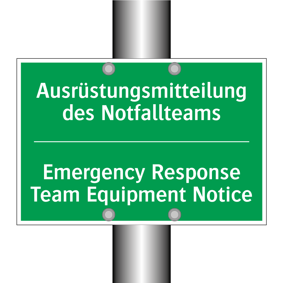 Ausrüstungsmitteilung des Notfallteams /.../ - Emergency Response Team Equipment /.../