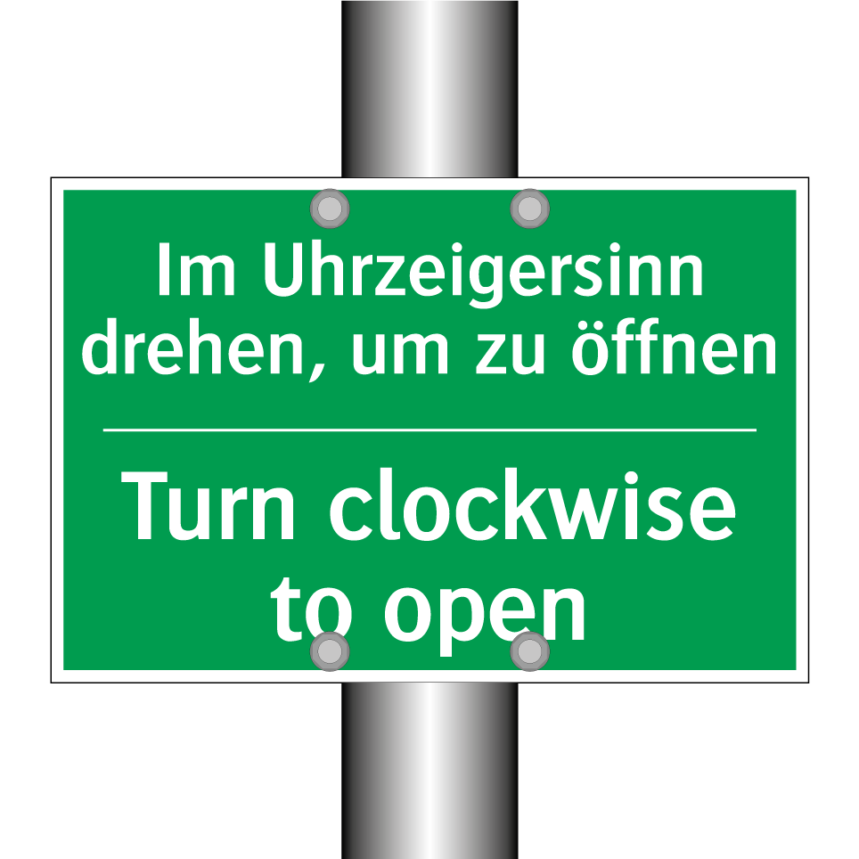 Im Uhrzeigersinn drehen, um zu /.../ - Turn clockwise to open
