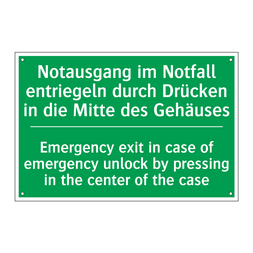 Notausgang im Notfall entriegeln /.../ - Emergency exit in case of emergency /.../