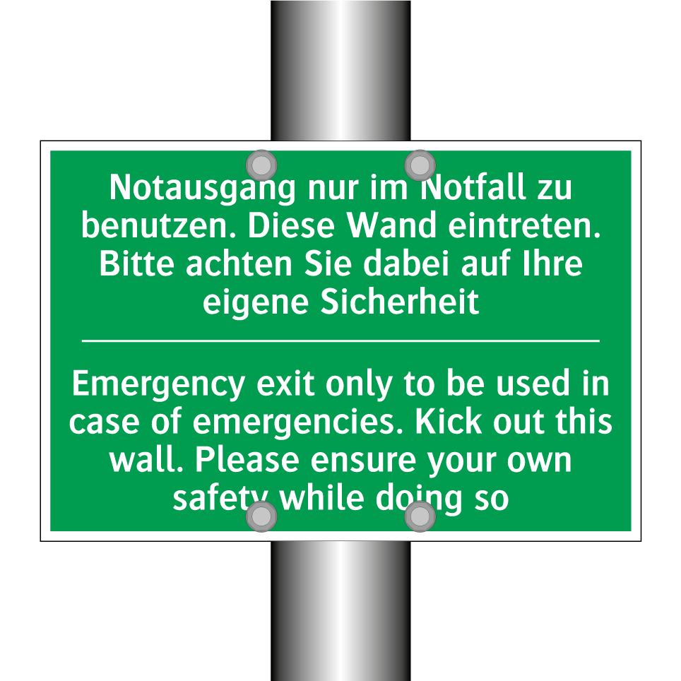 Notausgang nur im Notfall zu benutzen. /.../ - Emergency exit only to be used /.../