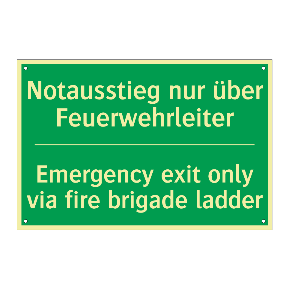 Notausstieg nur über Feuerwehrleiter /.../ - Emergency exit only via fire brigade /.../