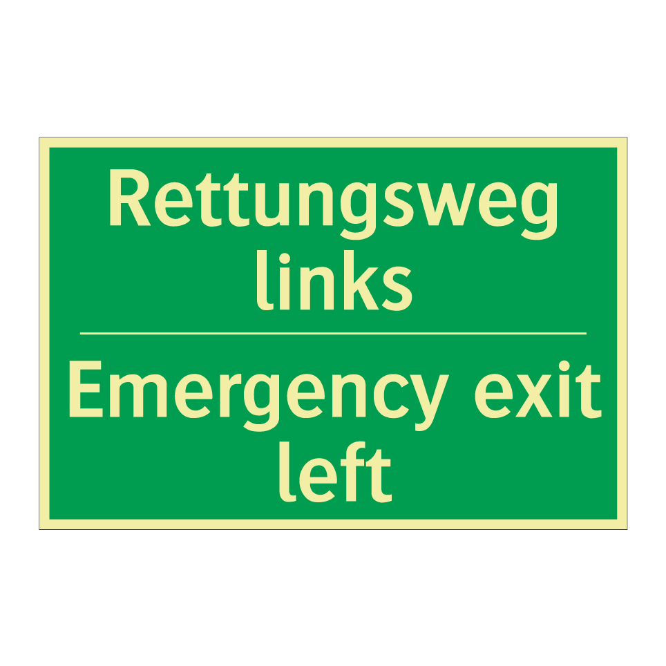Rettungsweg links - Emergency exit left