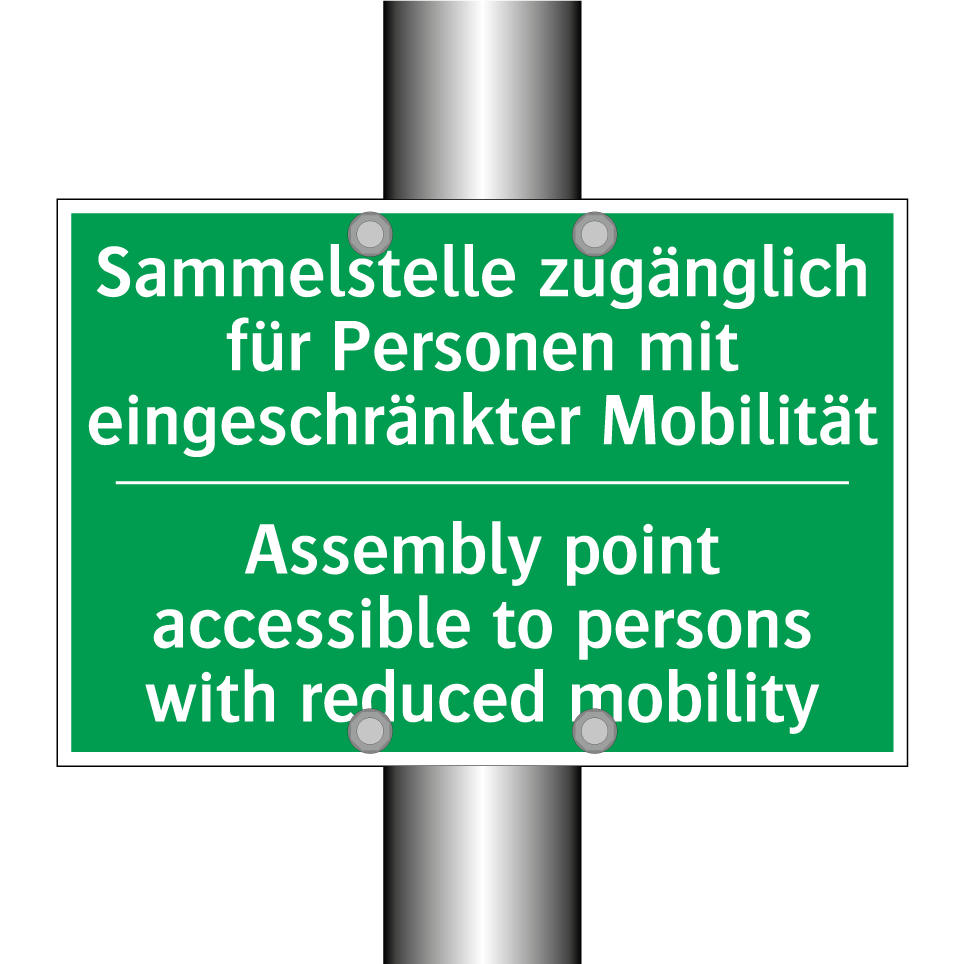 Sammelstelle zugänglich für Personen /.../ - Assembly point accessible to persons /.../
