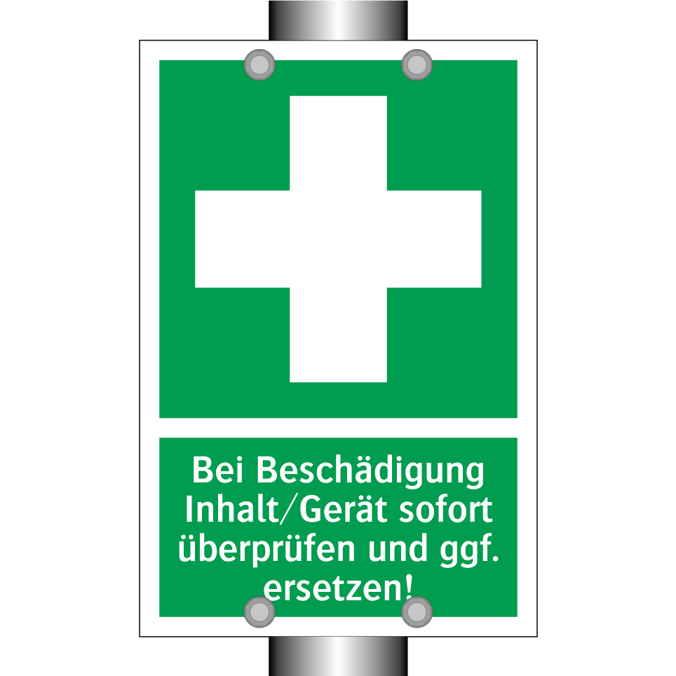 Bei Beschädigung Inhalt/Gerät sofort überprüfen und ggf. ersetzen!