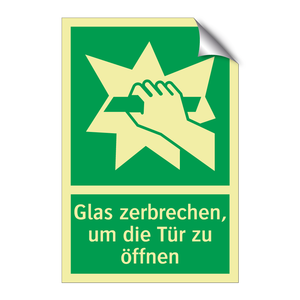 Glas zerbrechen, um die Tür zu öffnen