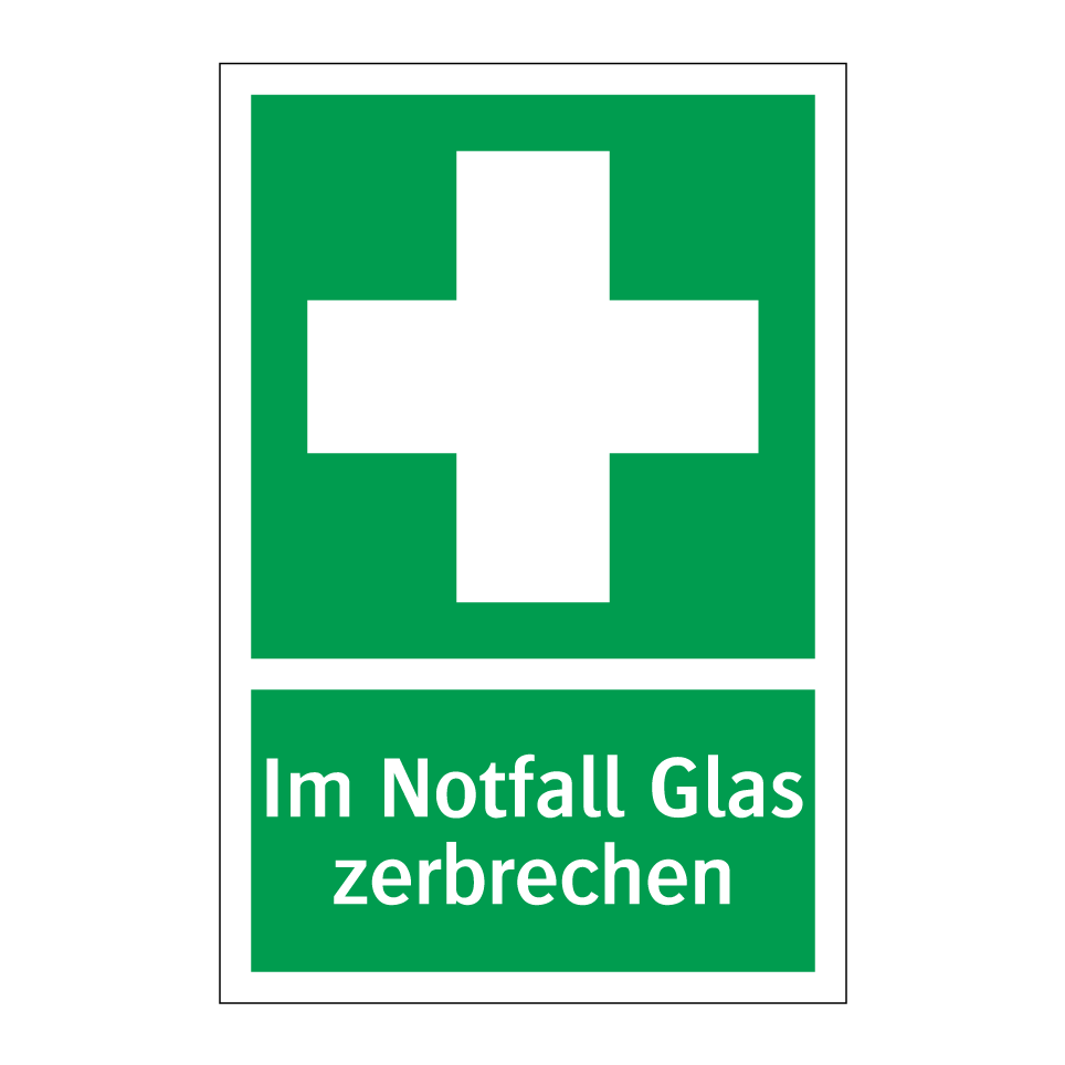 Im Notfall Glas zerbrechen