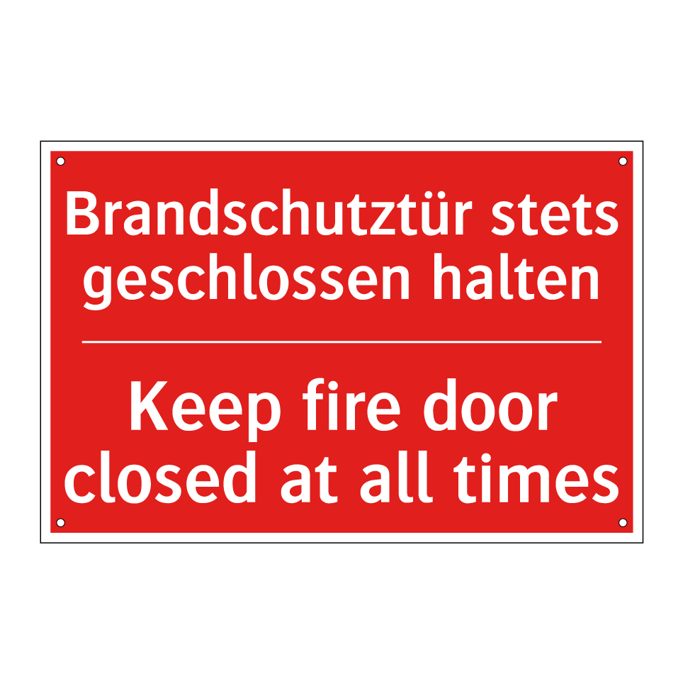 Brandschutztür stets geschlossen /.../ - Keep fire door closed at all times/.../