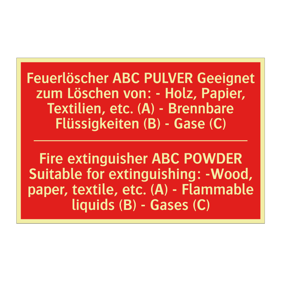 Feuerlöscher ABC PULVER Geeignet /.../ - Fire extinguisher ABC POWDER Suitable /.../