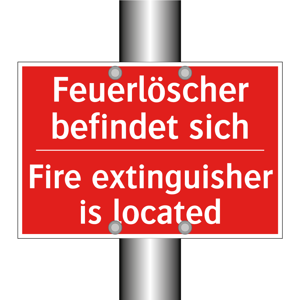 Feuerlöscher befindet sich - Fire extinguisher is located