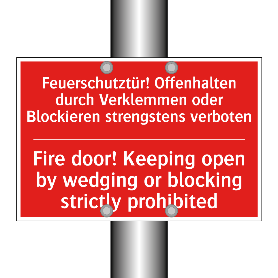 Feuerschutztür! Offenhalten durch /.../ - Fire door! Keeping open by wedging /.../