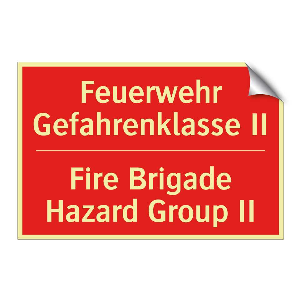 Feuerwehr Gefahrenklasse II - Fire Brigade Hazard Group II