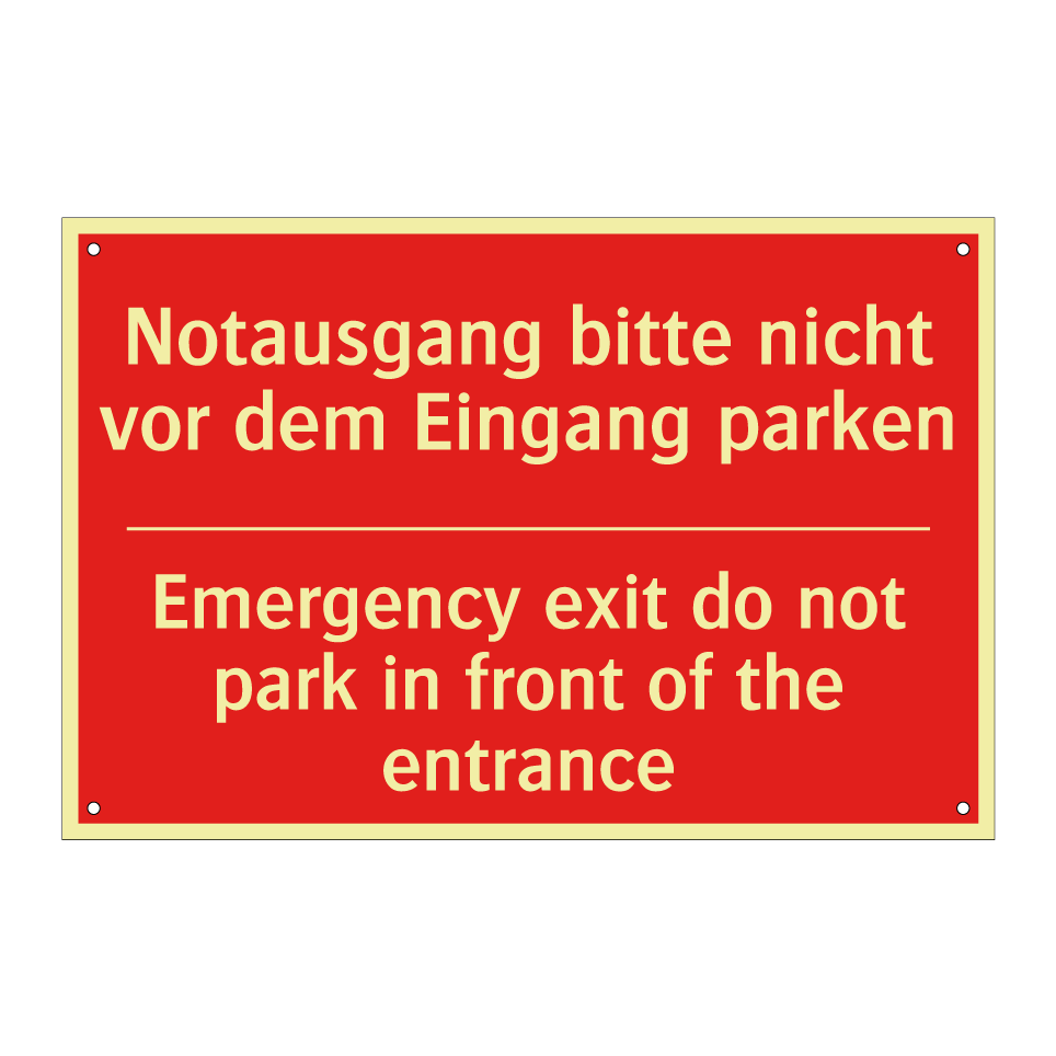 Notausgang bitte nicht vor dem /.../ - Emergency exit do not park in /.../