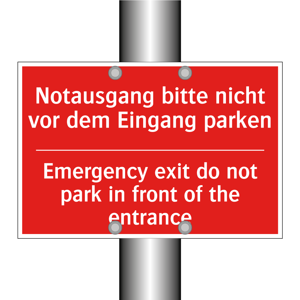 Notausgang bitte nicht vor dem /.../ - Emergency exit do not park in /.../