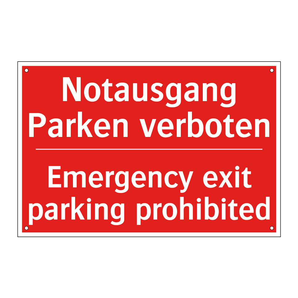 Notausgang Parken verboten - Emergency exit parking prohibited/.../