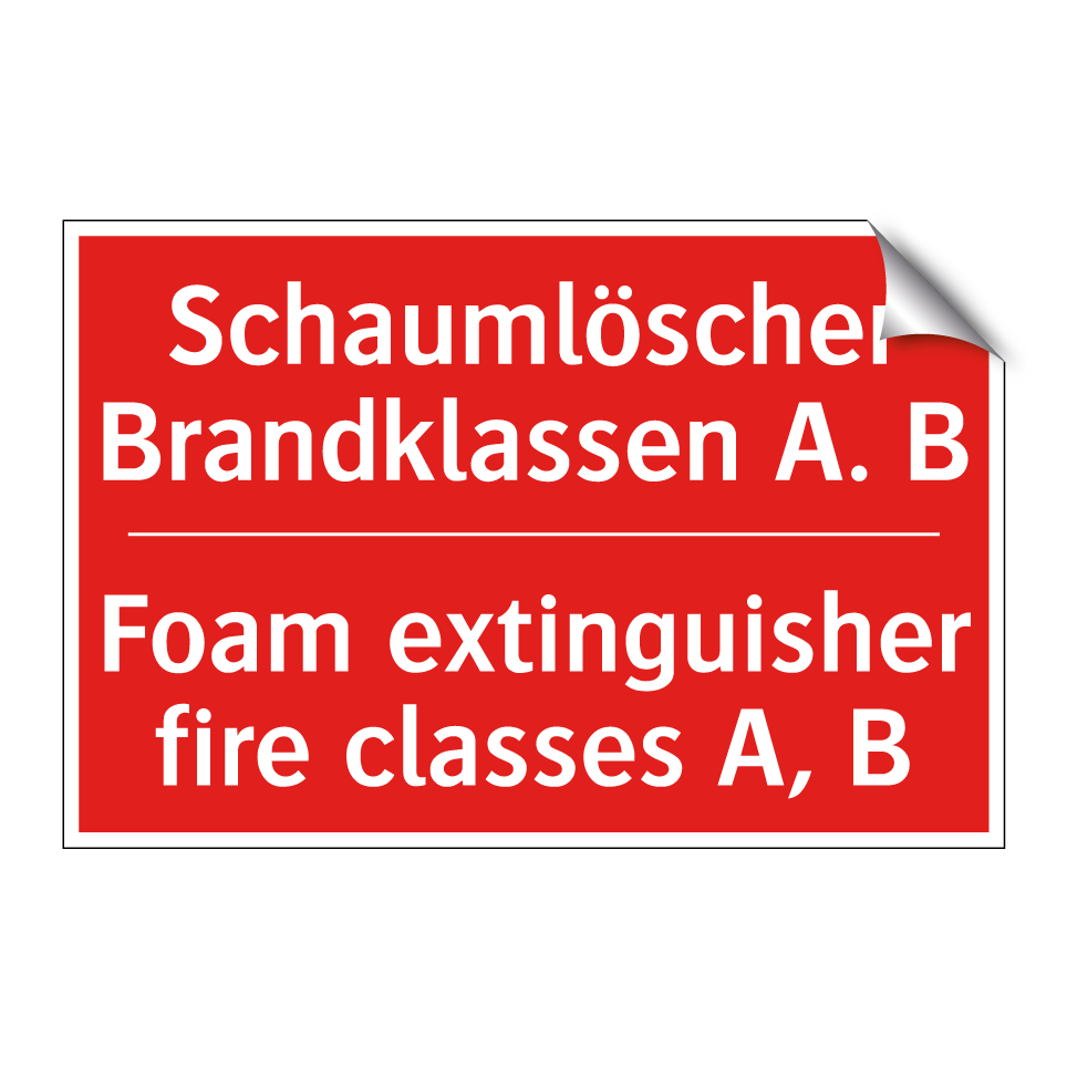 Schaumlöscher Brandklassen A. /.../ - Foam extinguisher fire classes /.../