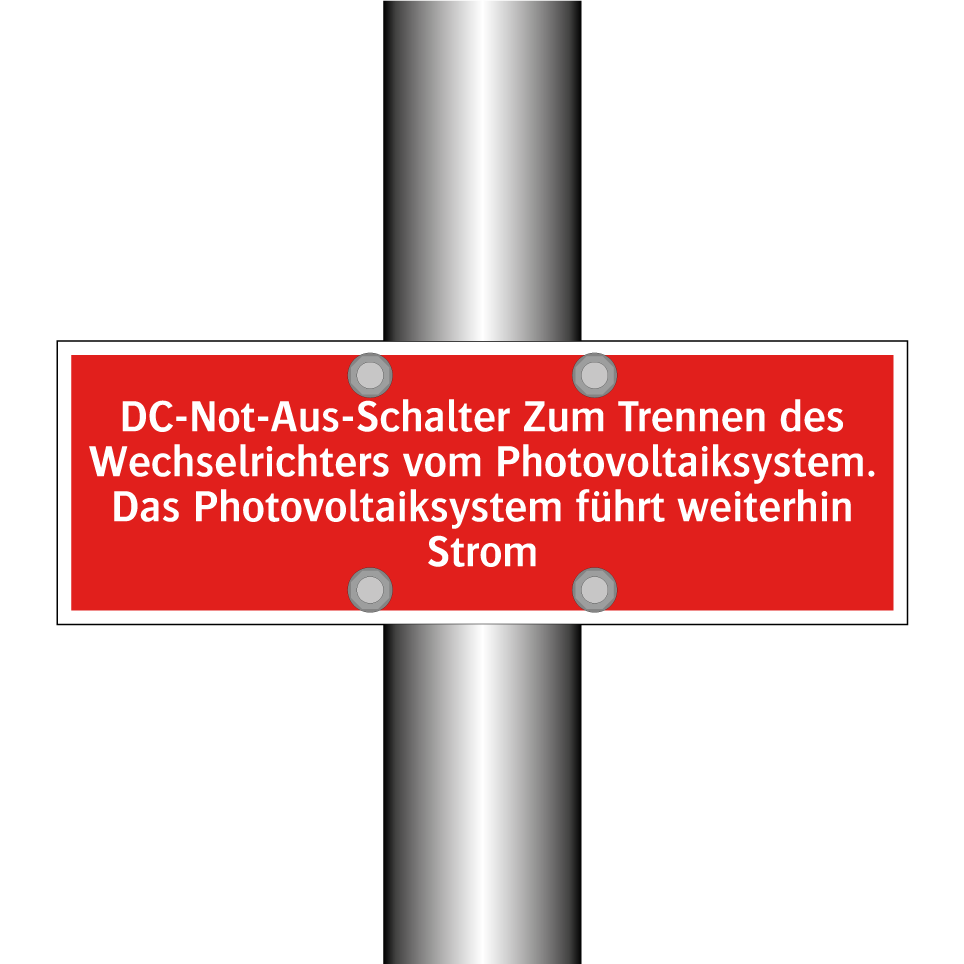 DC-Not-Aus-Schalter Zum Trennen des Wechselrichters vom Photovoltaiksystem. Das Photovoltaiksystem führt weiterhin Strom