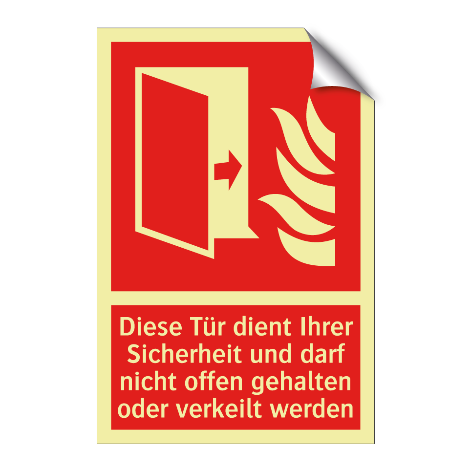 Diese Tür dient Ihrer Sicherheit und darf nicht offen gehalten oder verkeilt werden