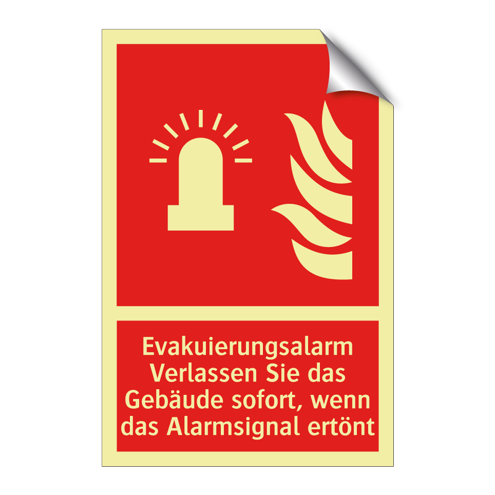 Evakuierungsalarm Verlassen Sie das Gebäude sofort, wenn das Alarmsignal ertönt