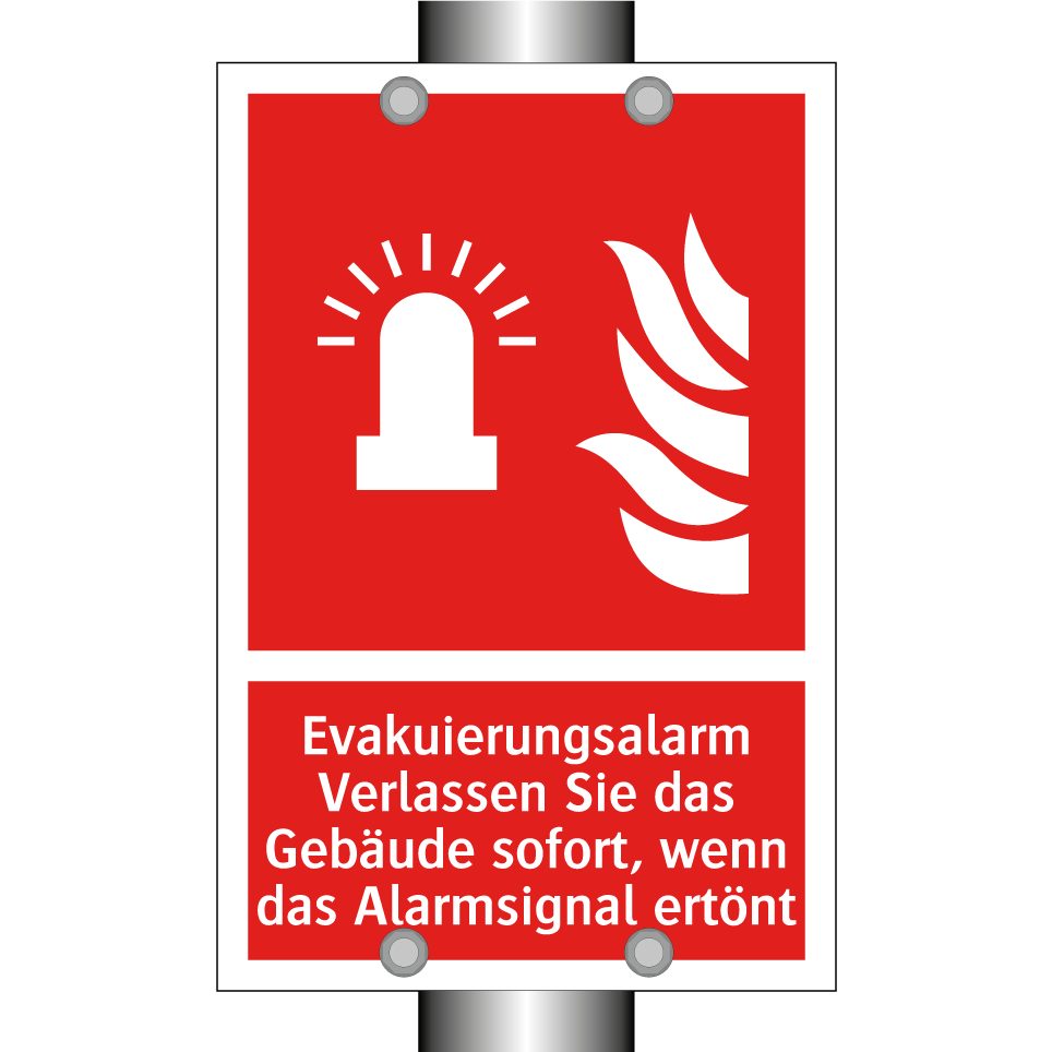 Evakuierungsalarm Verlassen Sie das Gebäude sofort, wenn das Alarmsignal ertönt