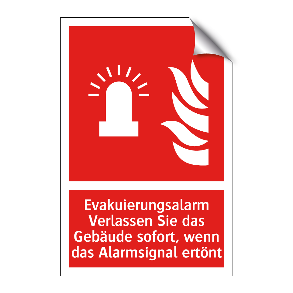 Evakuierungsalarm Verlassen Sie das Gebäude sofort, wenn das Alarmsignal ertönt