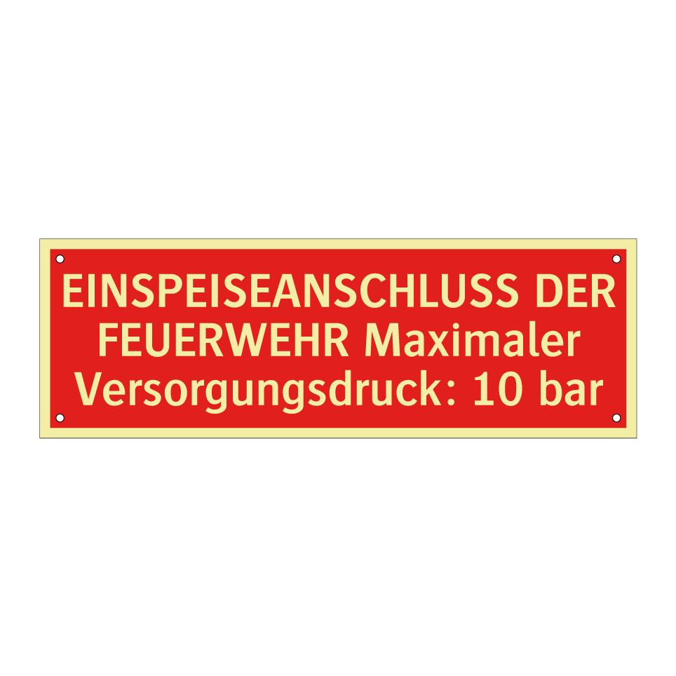 EINSPEISEANSCHLUSS DER FEUERWEHR Maximaler Versorgungsdruck: 10 bar