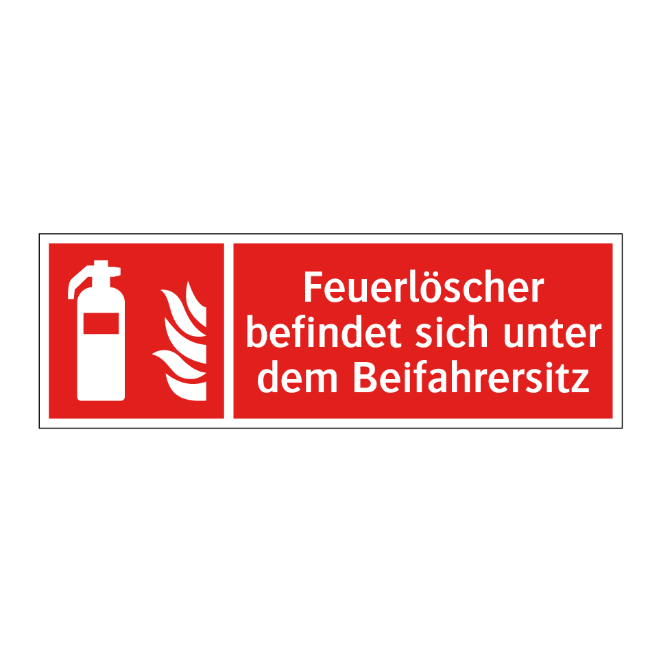 Feuerlöscher befindet sich unter dem Beifahrersitz