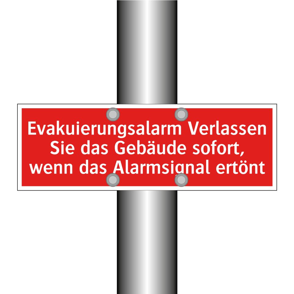 Evakuierungsalarm Verlassen Sie das Gebäude sofort, wenn das Alarmsignal ertönt