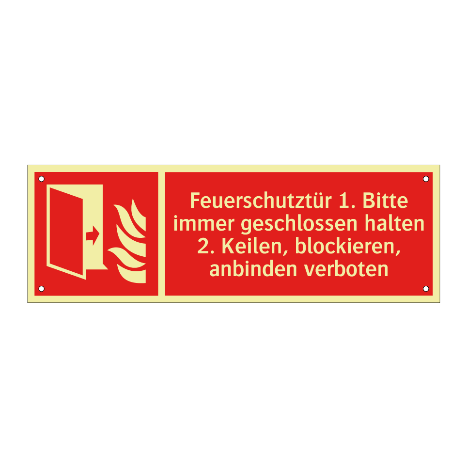 Feuerschutztür 1. Bitte immer geschlossen halten 2. Keilen, blockieren, anbinden verboten