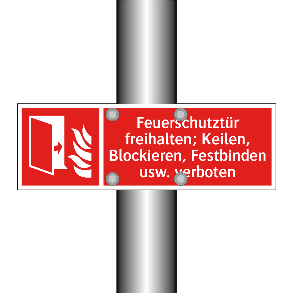 Feuerschutztür freihalten; Keilen, Blockieren, Festbinden usw. verboten