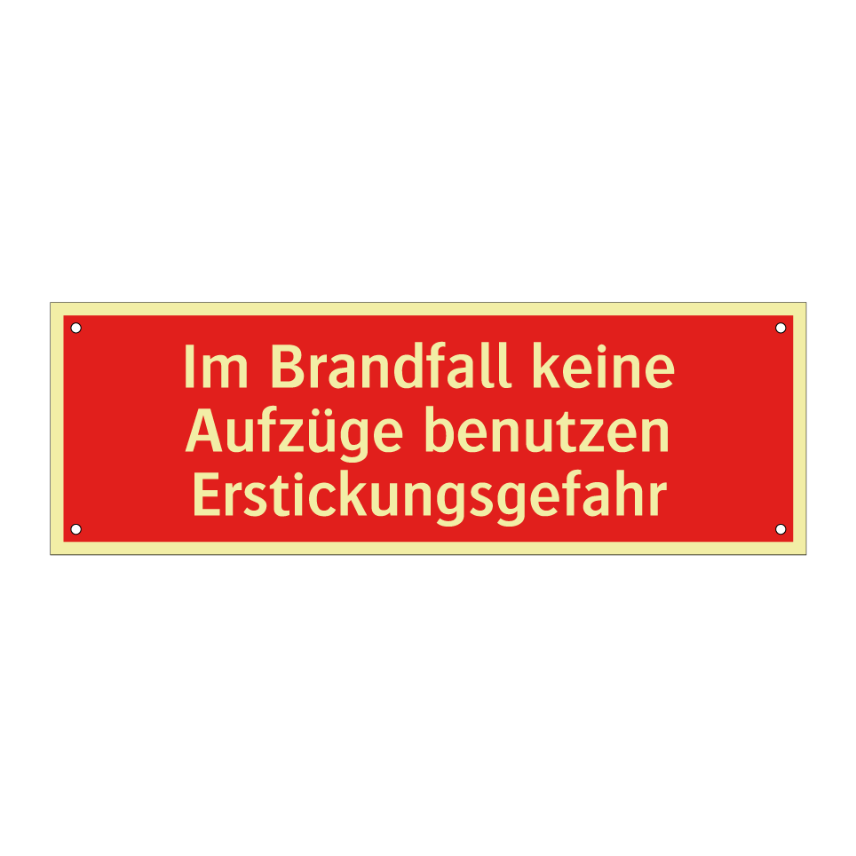 Im Brandfall keine Aufzüge benutzen Erstickungsgefahr