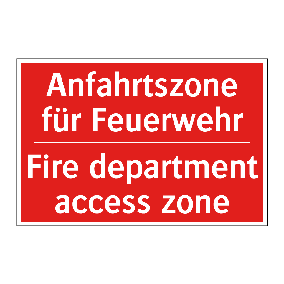 Anfahrtszone für Feuerwehr - Fire department access zone