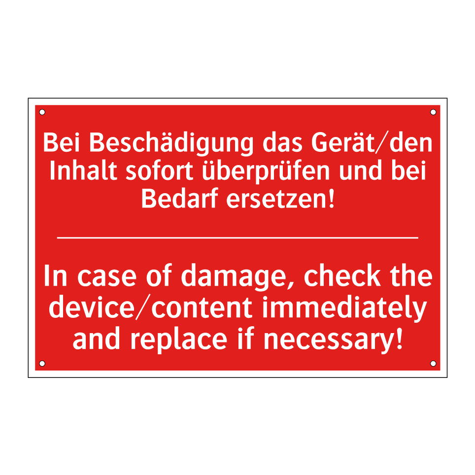 Bei Beschädigung das Gerät/den /.../ - In case of damage, check the device/content /.../