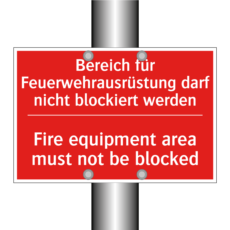 Bereich für Feuerwehrausrüstung /.../ - Fire equipment area must not be /.../