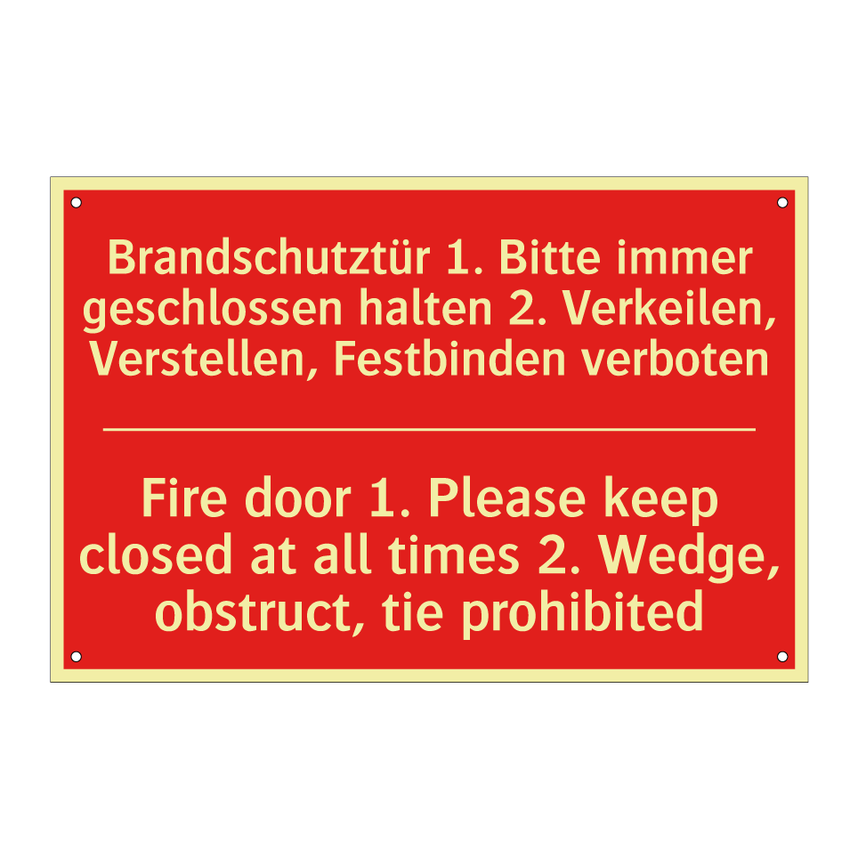 Brandschutztür 1. Bitte immer /.../ - Fire door 1. Please keep closed /.../