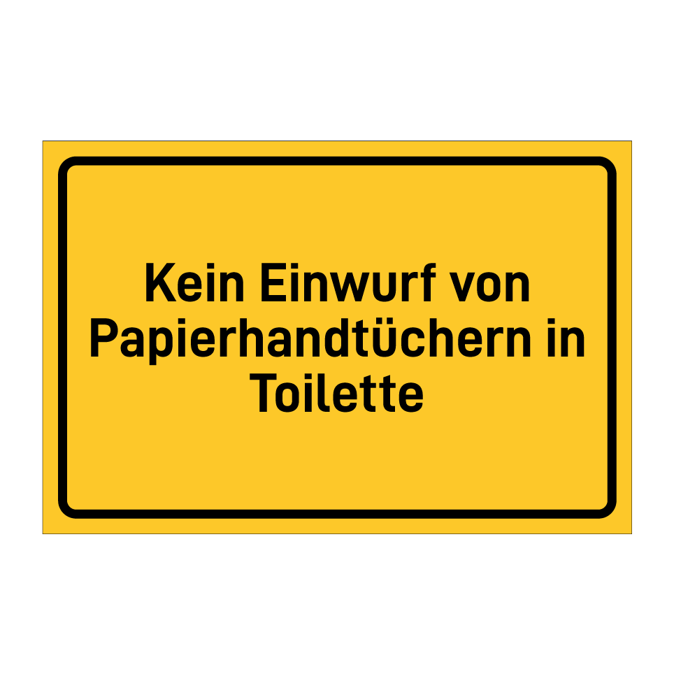 Kein Einwurf von Papierhandtüchern in Toilette