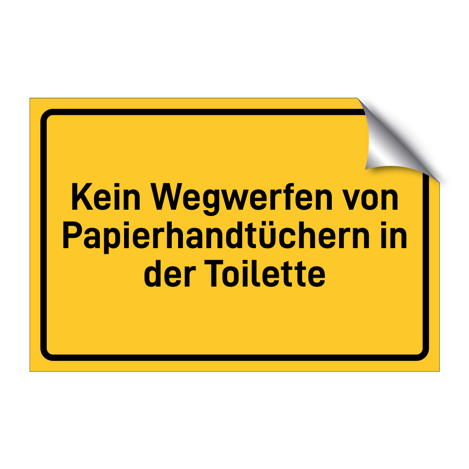 Kein Wegwerfen von Papierhandtüchern in der Toilette