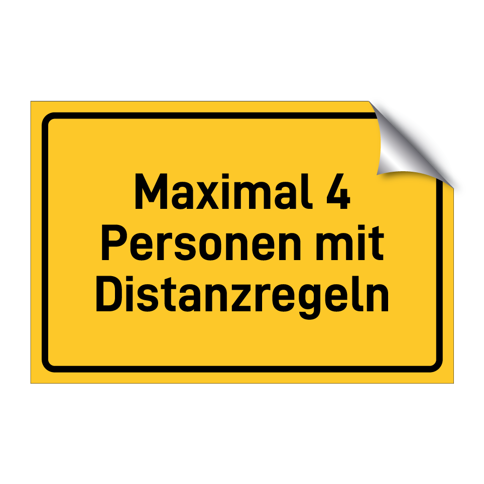 Maximal 4 Personen mit Distanzregeln