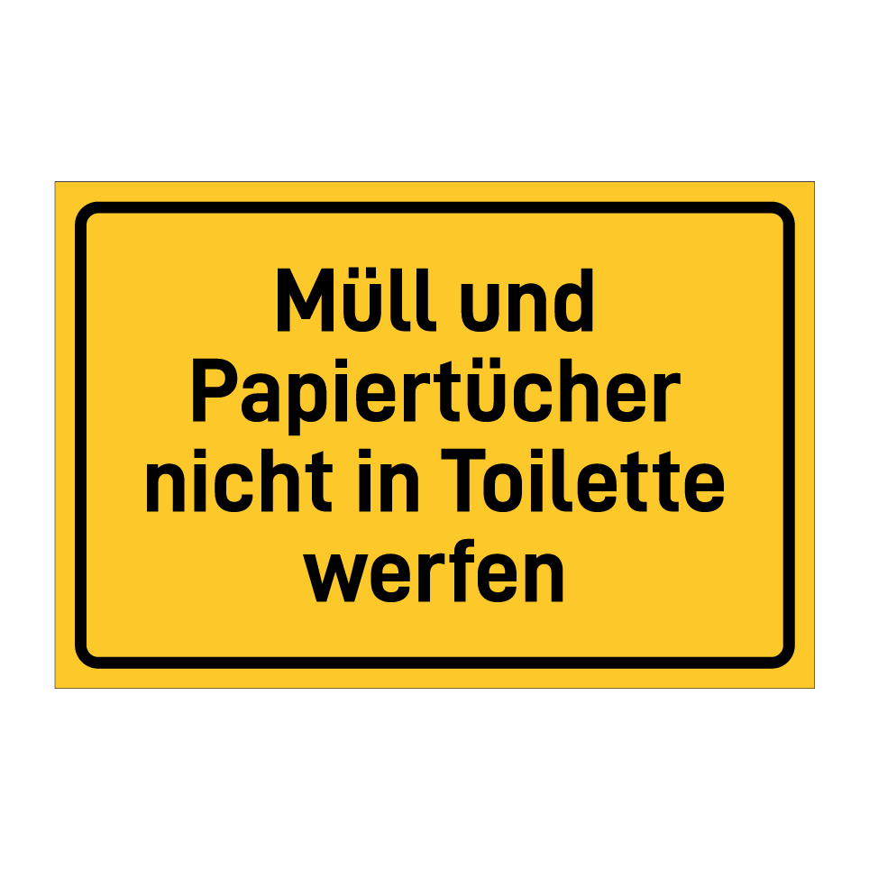 Müll und Papiertücher nicht in Toilette werfen