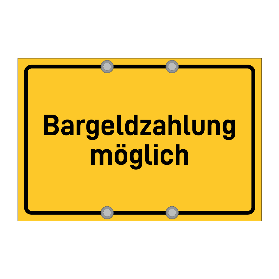 Bargeldzahlung möglich