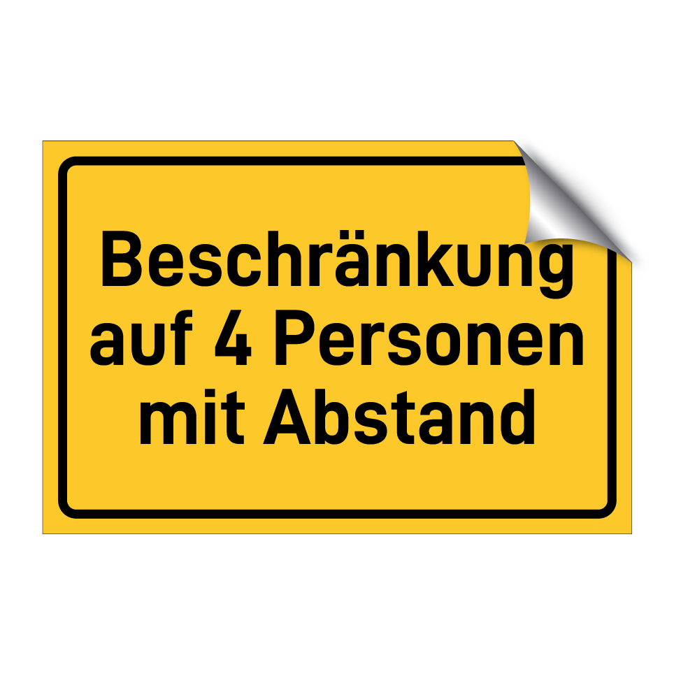 Beschränkung auf 4 Personen mit Abstand