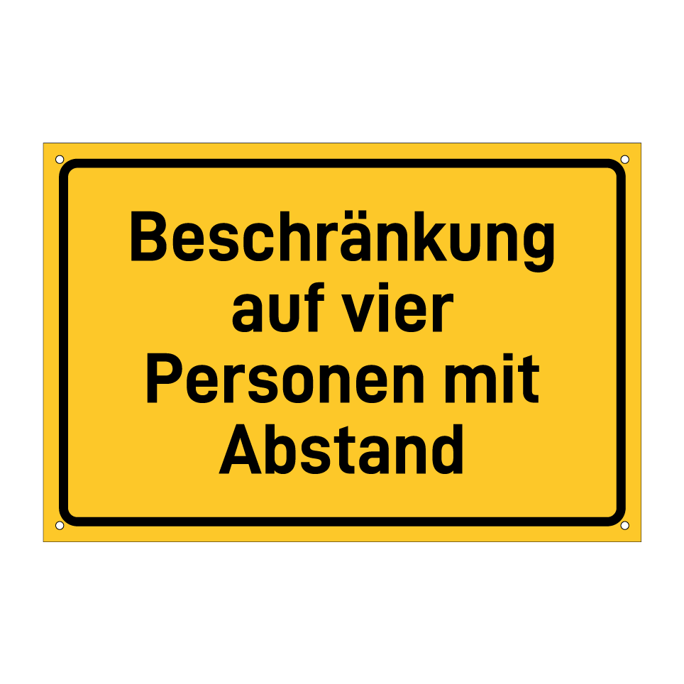 Beschränkung auf vier Personen mit Abstand