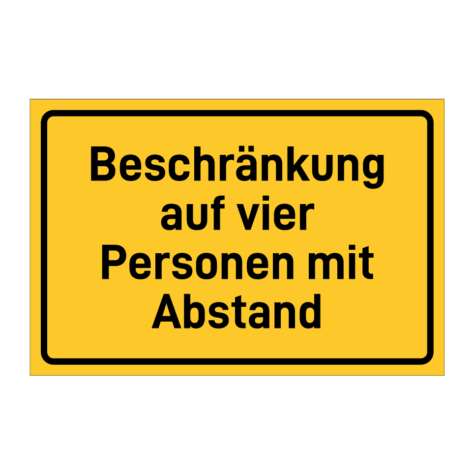 Beschränkung auf vier Personen mit Abstand