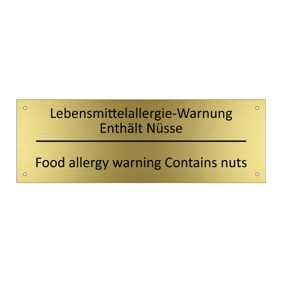 Lebensmittelallergie-Warnung Enthält /.../ - Food allergy warning Contains /.../