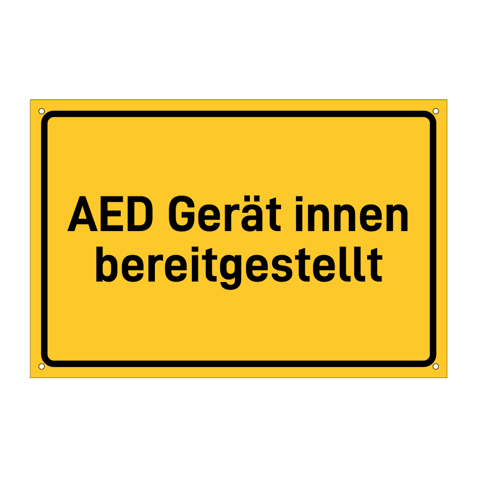 AED Gerät innen bereitgestellt