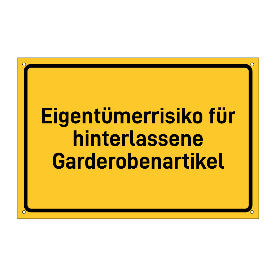 Eigentümerrisiko für hinterlassene Garderobenartikel