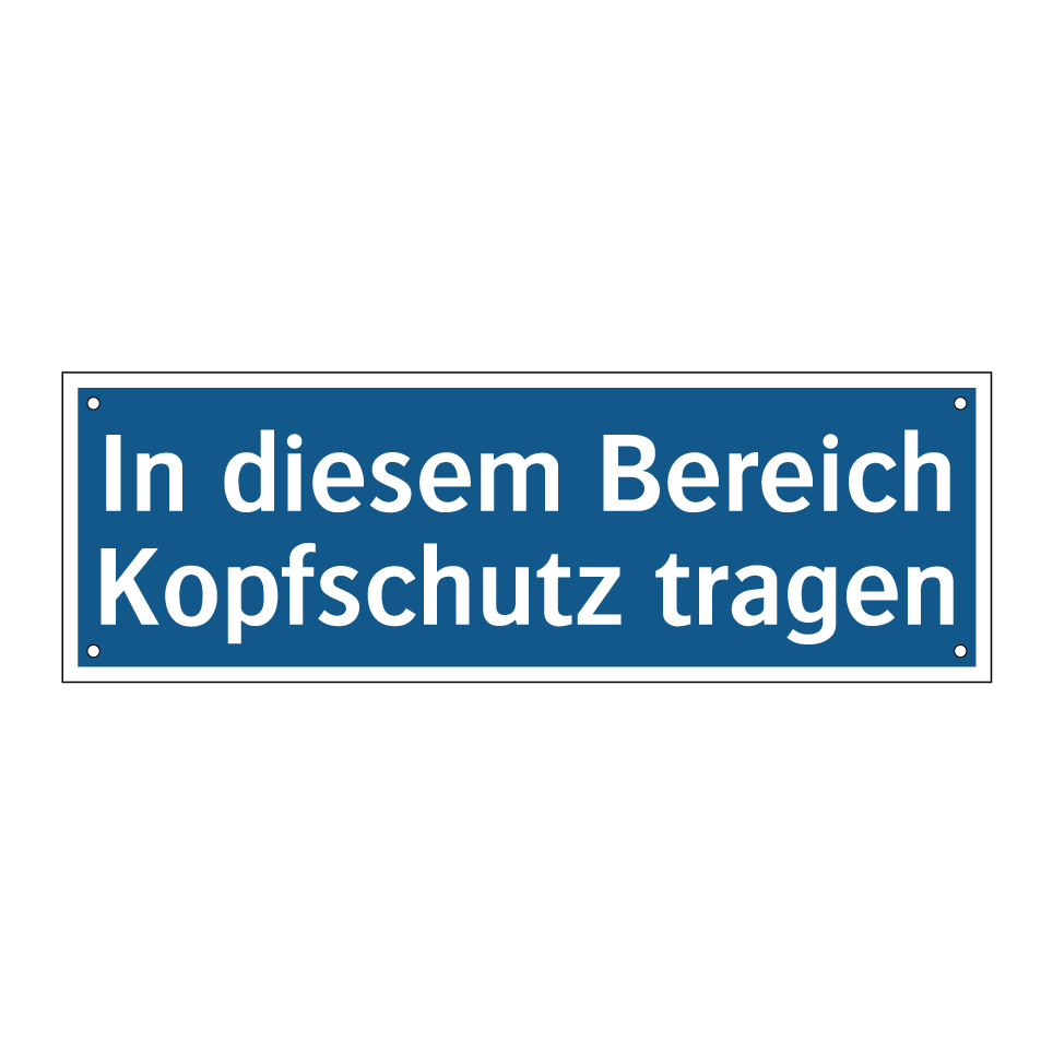 In diesem Bereich Kopfschutz tragen