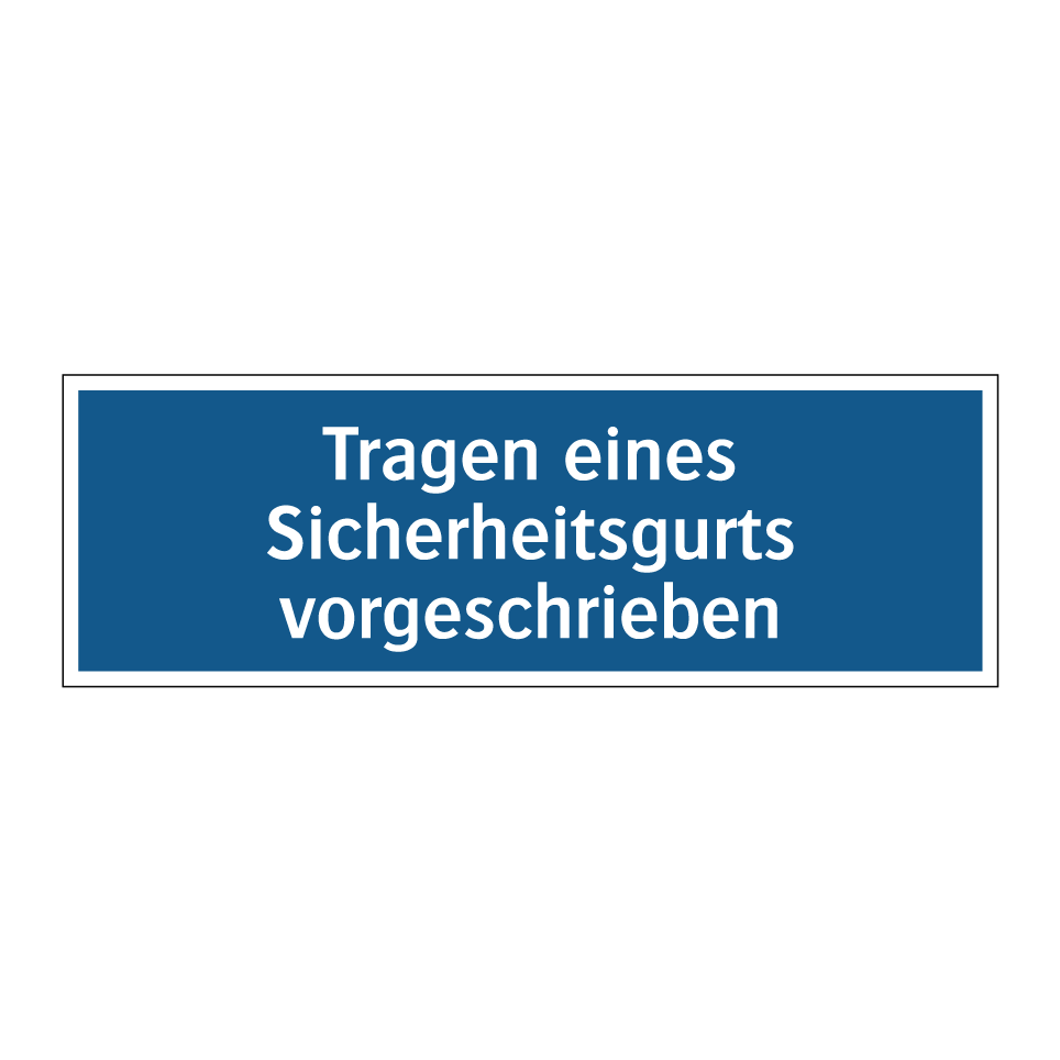 Tragen eines Sicherheitsgurts vorgeschrieben